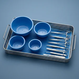 4 Pcs Plastic Blue Gallipot Lotion Bowl Mixing Bowl Set (090212161)