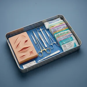 Suture Practice Kit with Pad for Medical Veterinary Students (41-Piece Set, 17 Types)