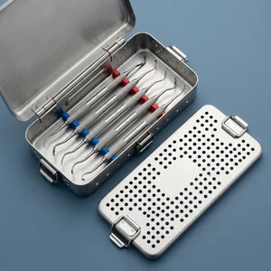 Juego de Curetas Dentales Lucas Bone Periodontales de 5 Piezas con Caja Cassette de Esterilización