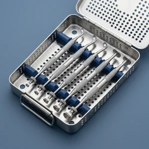 Set de Osteótomos Elevación de Seno Angulados con Tornillo Ajustable Punta Cóncava de 5 Piezas