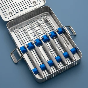 Set de Osteótomos Elevación de Seno Angulados con Paradas Ajustables L-Key Cóncavo de 5 Piezas