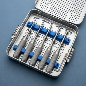 Set de Osteótomos Elevación de Seno Rectos con Paradas Ajustables L-Key Cóncavo de 5 Piezas