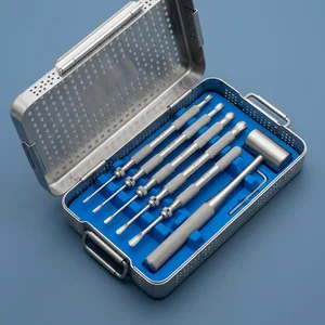 6 Pcs Sinus Lift Osteotomes & Lucae Mallet Set Straight with L-Key Adj Stops Concave (090212255)