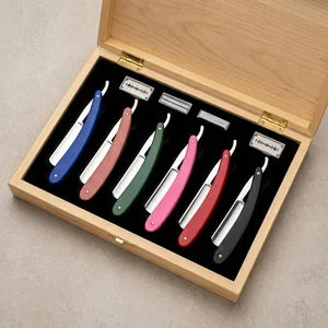 6 Pcs Straight Edge Barber Razors Set 8.5in Salon Folding Shaving Razor (090212257)