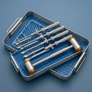 6 Pcs Straight Sinus Osteotomes Concave Tips with Mead Mallet Set (090212258)