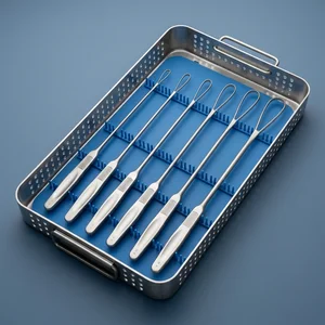 6 Pcs Thomas Uterine Curettes Set 11in Blunt Blade on Malleable Shanks (090212260)