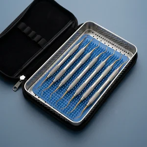 7 Pcs Titanium Coated Gracey Curettes Set Periodontal Scaler with Zipper Case (090212289)