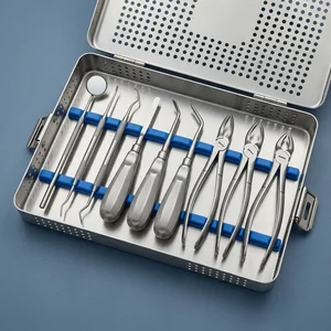 Conjunto Básico de Fórceps y Elevadores de Extracción para Cirugía Dental de 9 Piezas