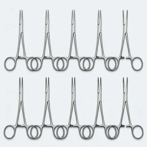 Pack of 10 Hartmann Mosquito Hemostatic Forceps 3.5 (5 Straight + 5 Curved) Set (090210959)