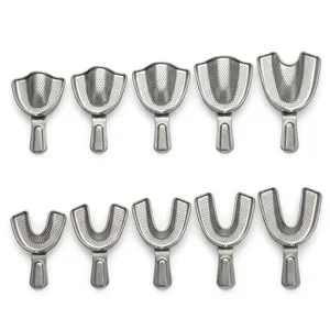 Set of 10 Perforated Dental Impression Trays (5 Upper + 5 Lower Assorted S/M/L)