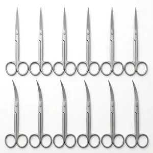Pack of 12 Assorted Iris Scissors 4.5 (6 Straight + 6 Curved) (090210986)