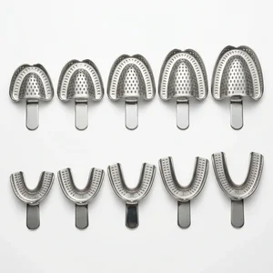 Set of 10 Perforated Metal Dental Impression Trays Upper & Lower (XS to XL) (090210987)