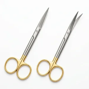 Pair of 2 TC Iris Scissors 4.5 Straight & Curved Gold Rings (090210989)