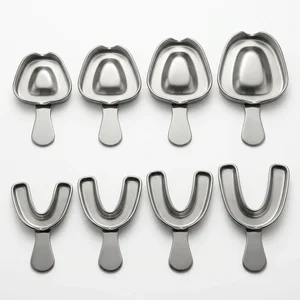 Set of 8 Solid Metal Dental Impression Trays Upper & Lower (XS to L)