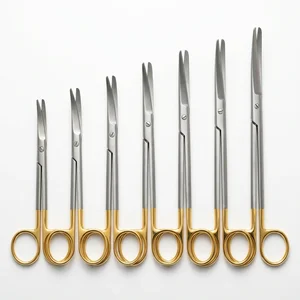 Set of 7 TC Metzenbaum Dissecting Scissors Curved 5.5 to 11 Gold Rings (090210993)