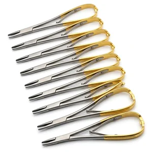 Tungsten Carbide Mathieu Needle Holder 5.5 Inch Gold Handles Clinic Pack of 10 Set