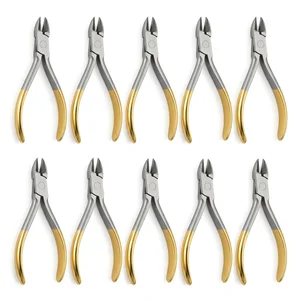 TC Hard Wire Cutter 5 Inch 15 Degree Offset Tip Orthodontic Pliers Clinic Pack of 10 Set (090211023)