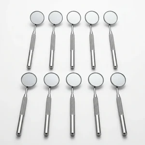 Dental Front Surface Mouth Mirrors "#5 with Round Handles Clinic Pack of 10 Set