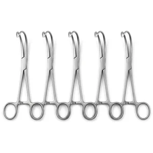 Backhaus Towel Clamp Forceps 3.5 Inch (8.9cm) Perforating Sharp Tips Clinic Pack of 5 Set (090211049)