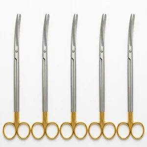 Tungsten Carbide Metzenbaum Dissecting Scissors 7 Inch (18cm) Curved Gold Rings Clinic Pack of " Set (090211051)