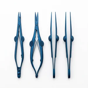 Titanium Blue Coated Micro Surgery Set 4-Piece Castroviejo Needle Holder," Micro Scissors & Tyin (090211061)