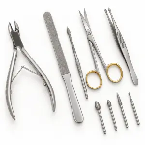 Podologie-Instrumentenset für orthopädische Spezialverfahren und Instrumentenhandhabung