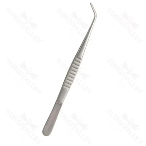 DeBakey microsurgical tissue forceps 6 angled 1.0mm wide atraumatic tips 8.0mm diameter round balanced handle – surgivalley (027050002)
