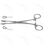 Foerster sponge forceps 14 straight serrated jaws ring handle