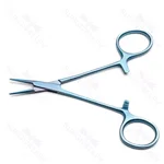 Pinzas mosquito hemostáticas Hartman de 3 1/2" con mordidas rectas serradas mango anular titanio