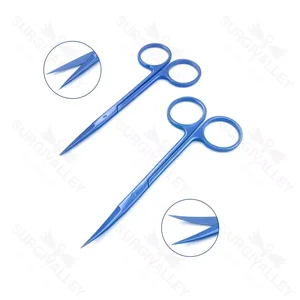 Titanium Iris Scissors with Angled Blades and Flat Handle – surgivalley (002210063)