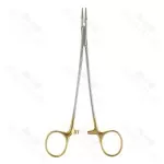 Portaagujas cardíaco mínimamente invasivo, longitud de trabajo 14" 235.0mm, vástago de 5.0mm de diámetro, mordazas rectas dentadas de TC Ryder, mango redondo de compresión